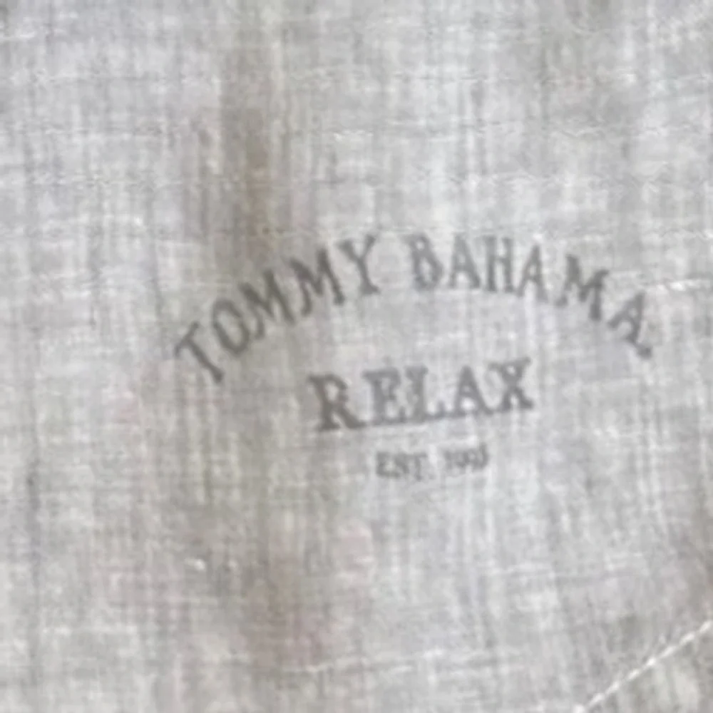 Tommy Bahama Relax Mens L Oatmeal 100% Linen Long Sleeve Button Down Shirt